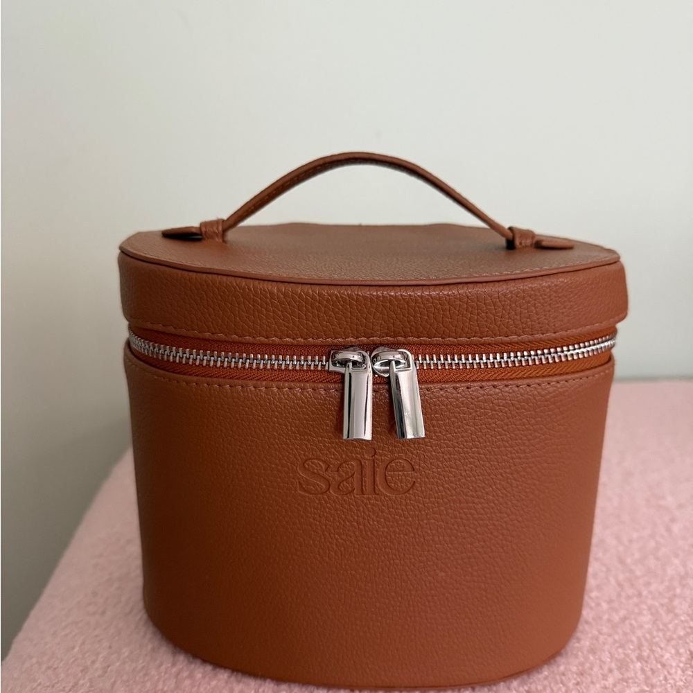 Saie Tan Leather Vanity Case